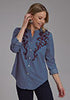 Ladies Med Blue Denim Blouse
