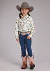 Roper Girls LS Cowboy Print Shirt