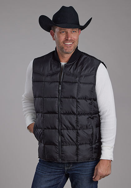 Mens Poly Filled Black Vest