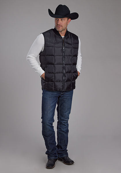 Mens Poly Filled Black Vest