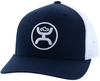 Navy and white hooey trucker ball cap
