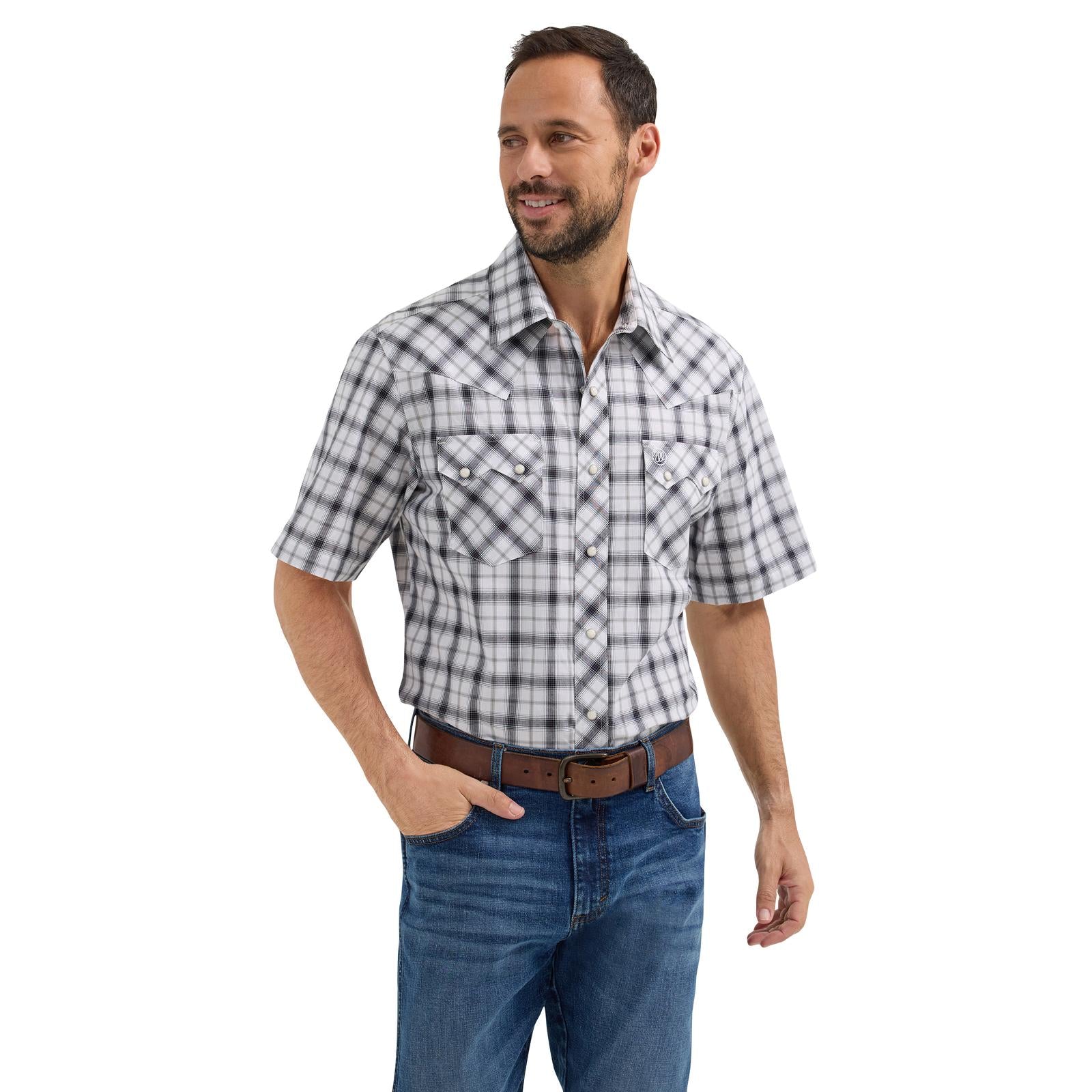 Mns Wrangler Retro Short SL Wht/Blk Shirt