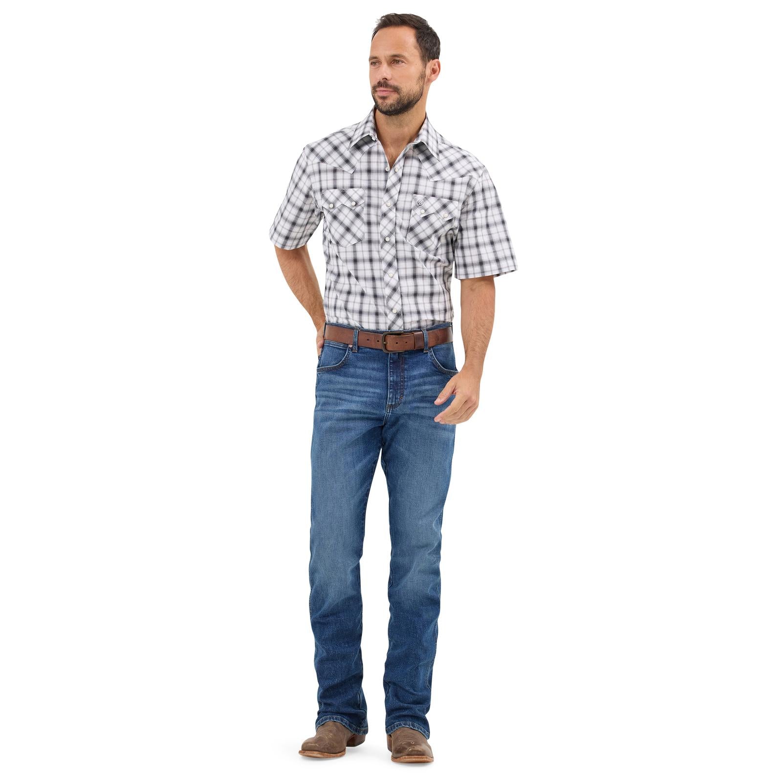 Mns Wrangler Retro Short SL Wht/Blk Shirt