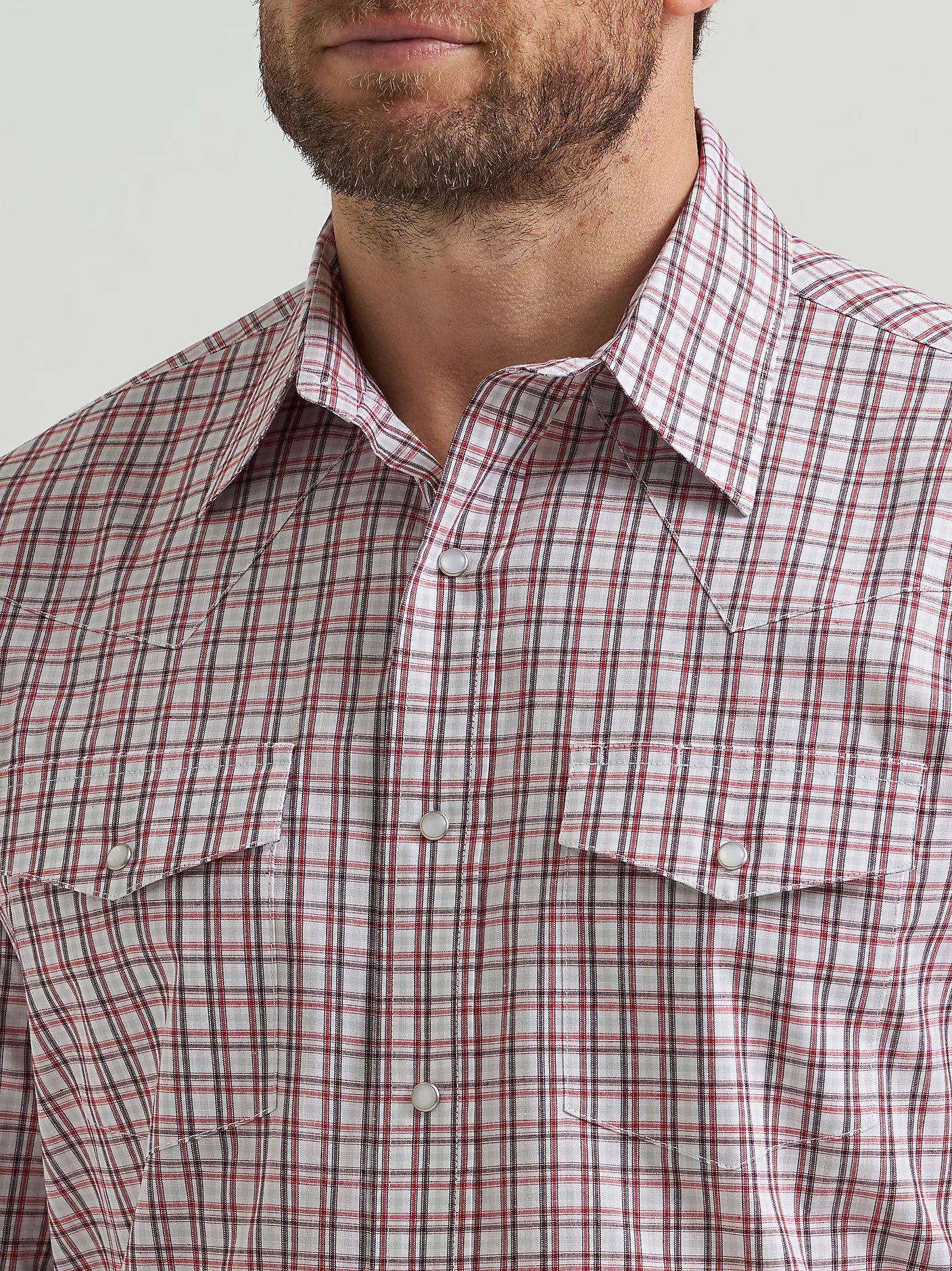 Mns Wrinkle Resist Long Sleeve Western Snap Plaid Shirt