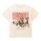 Beige t-shirt with 'Long Live Cowboys' graphic and Wrangler branding 