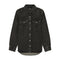 Ladies Black denim shirt with white pearl snaps