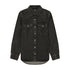 Ladies Black denim shirt with white pearl snaps