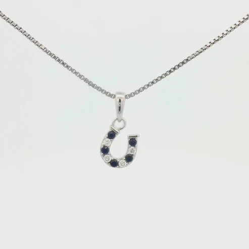 Kelly Herd Small Blue and Clear Horseshoe Necklace