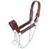 This rich leather mule halter features sturdy stainless steel hardware throughout making it durable enough for everyday use.