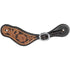 Leather Tooled Spur Strap black and tan 
