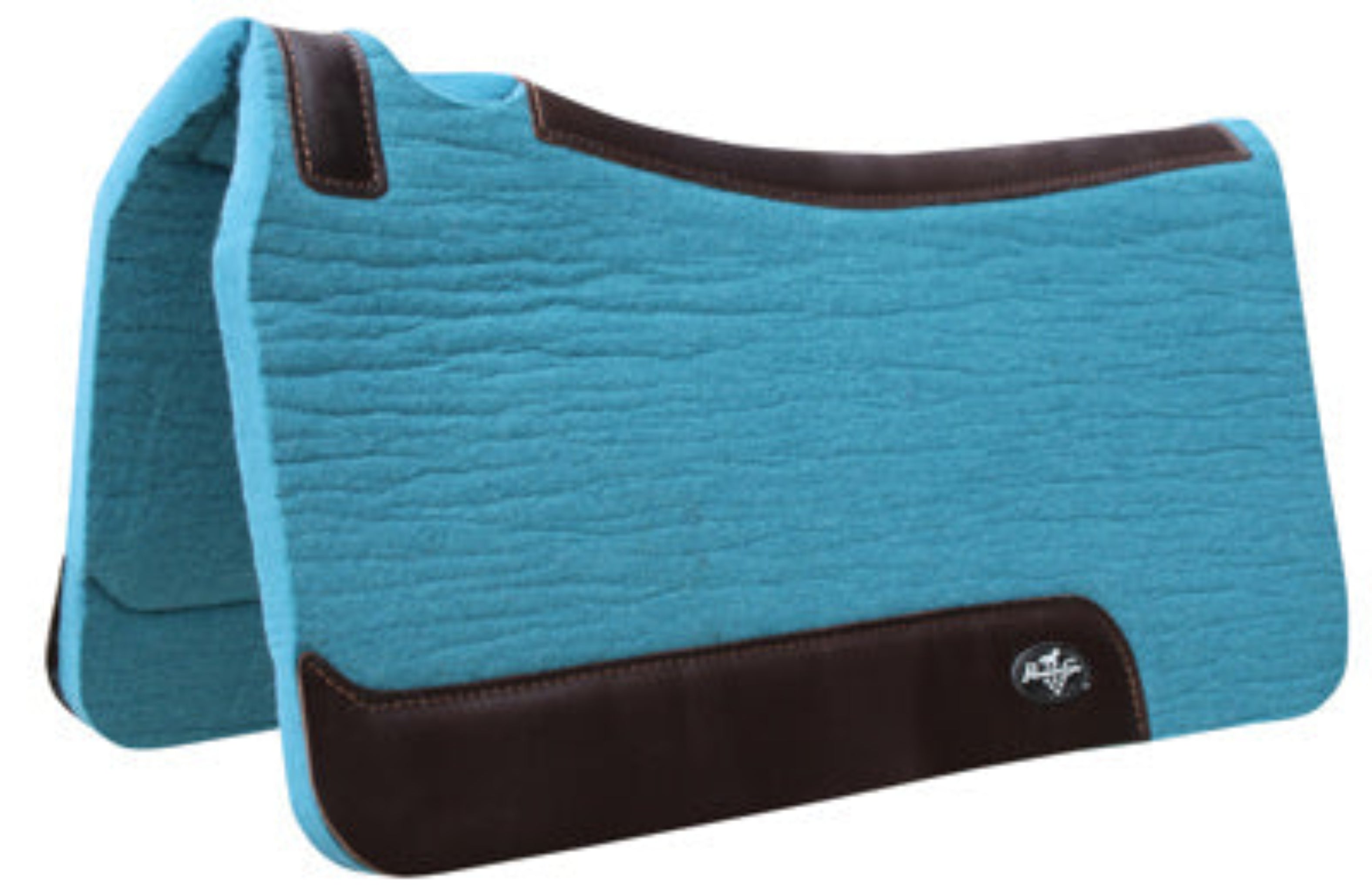  Blue Felt saddle pad with brown border 
