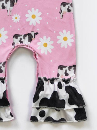 Pink Cow Daisy Baby Romper