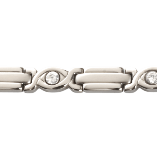 Sabona Lady Executive Silver Gem Magnetic Bracelet – Stainless Steel & Cubic Zirconia