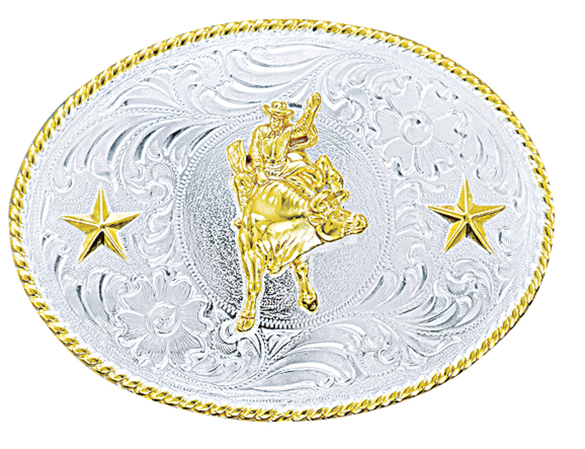 Oval Rope Edge Bull Rider Belt Buckle 3757041