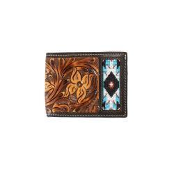 3D Mns Bifold Wallet Hand Tooled Floral Embroidered D250010902