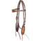 Floral Tooled Edge Headstall with browband HBB21FTDE