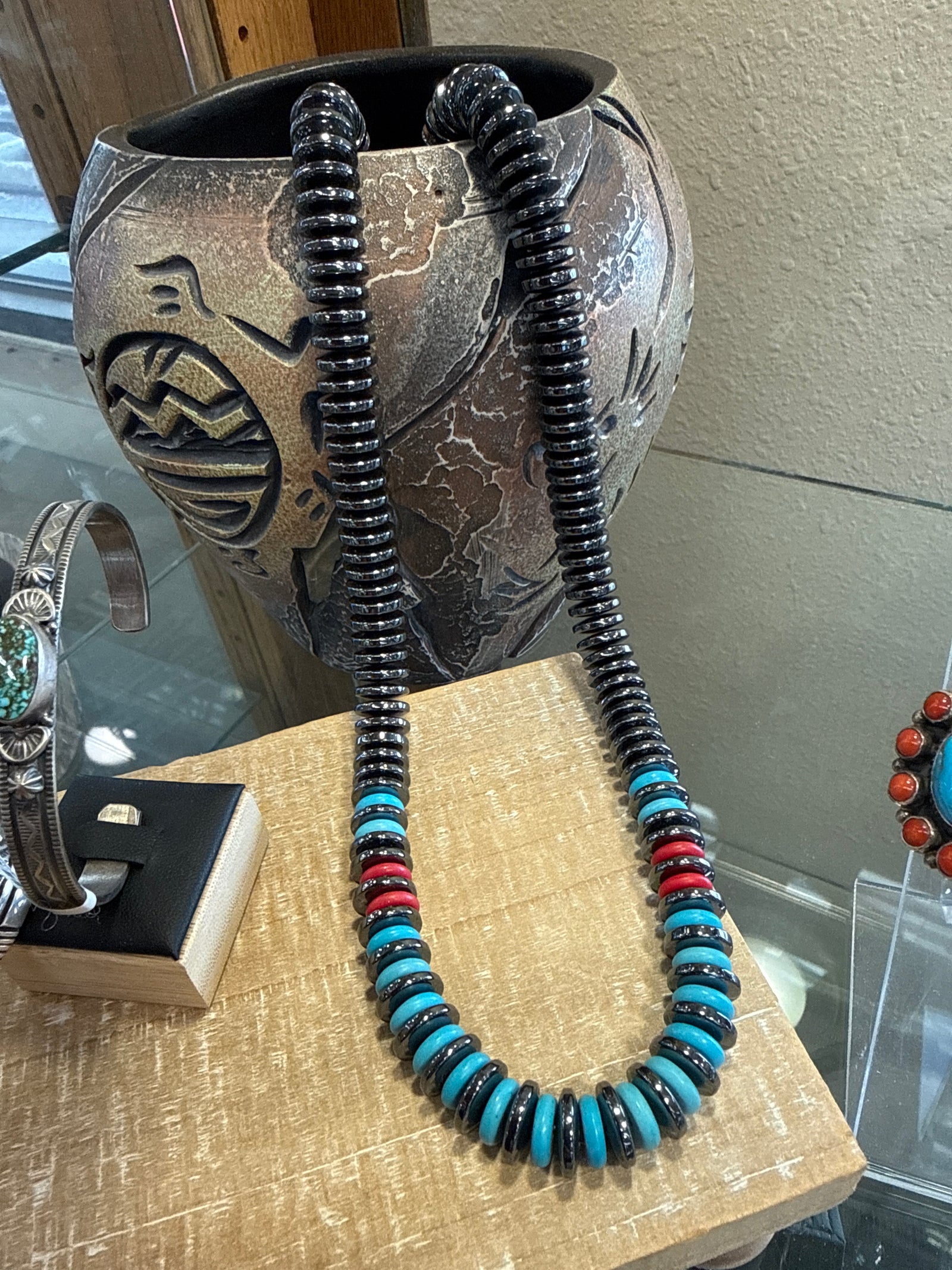 Navajo Kingman Turquoise & Hematite Necklace