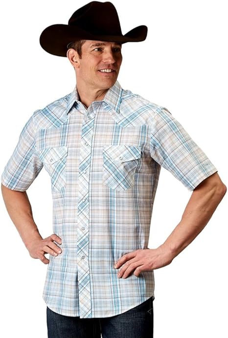 Roper Mens 1976 Multi Plaid SS Snap