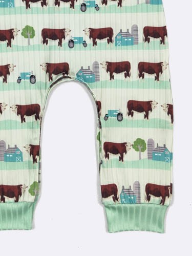 Mint Cattle Boy Romper