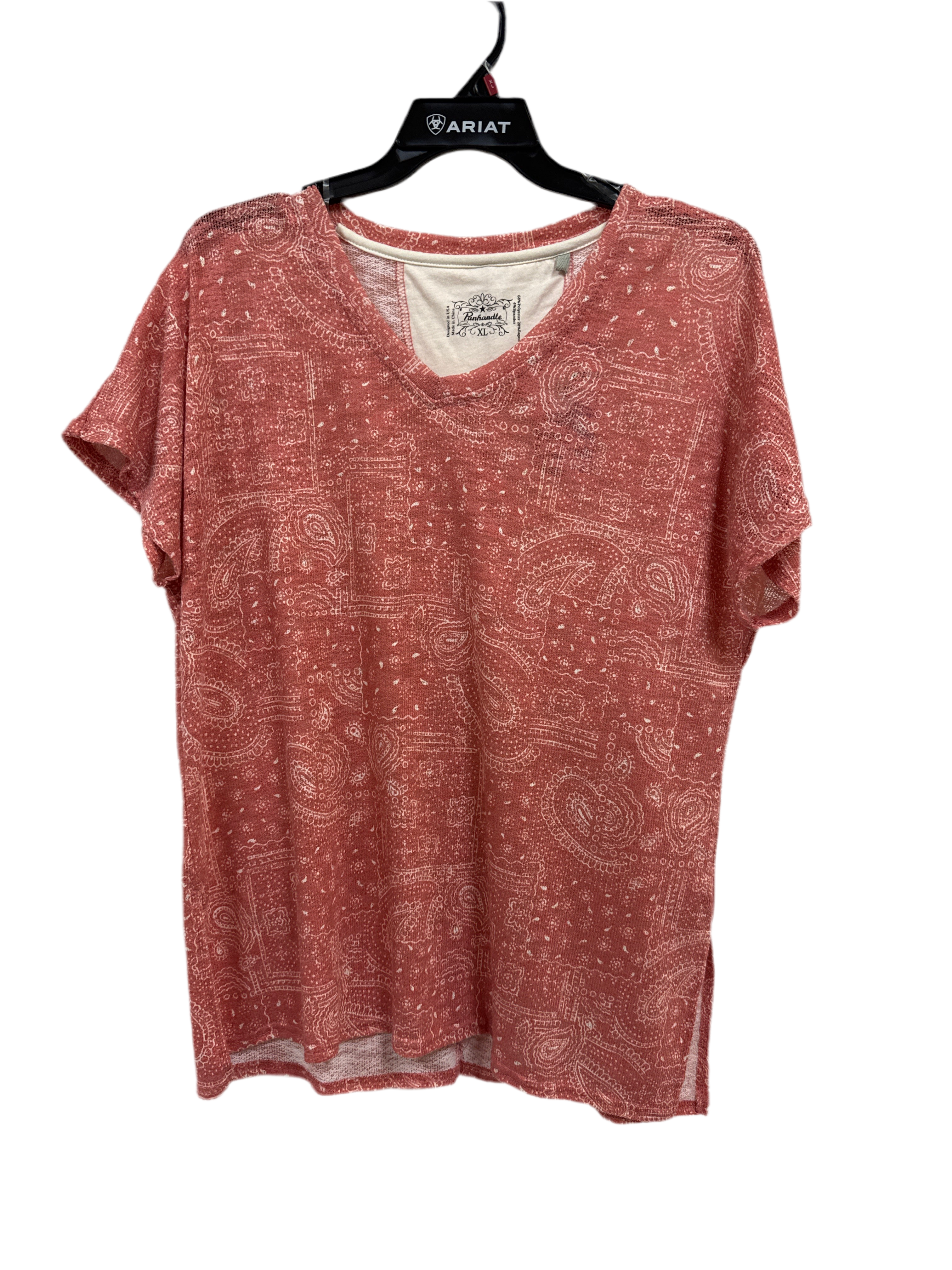 PANHANDLE SS BANDANA PRINT SWEATER TOP