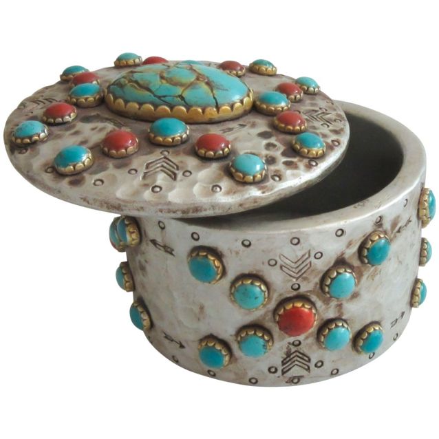 215 Turq. Stones Trinket Box 87-9829
