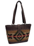 Tote bag with patterned brown leather 