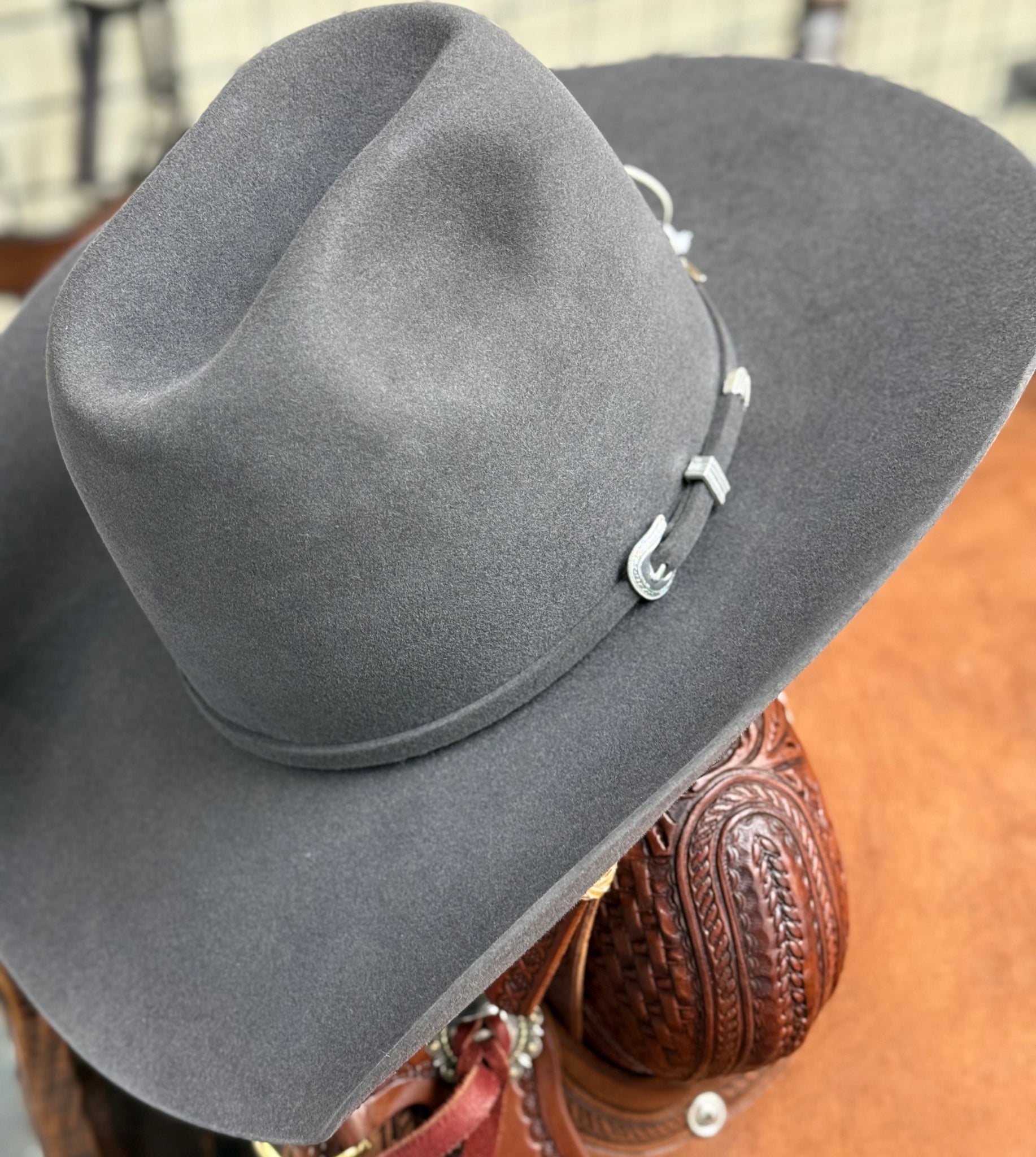 Gray felt cowboy hat 