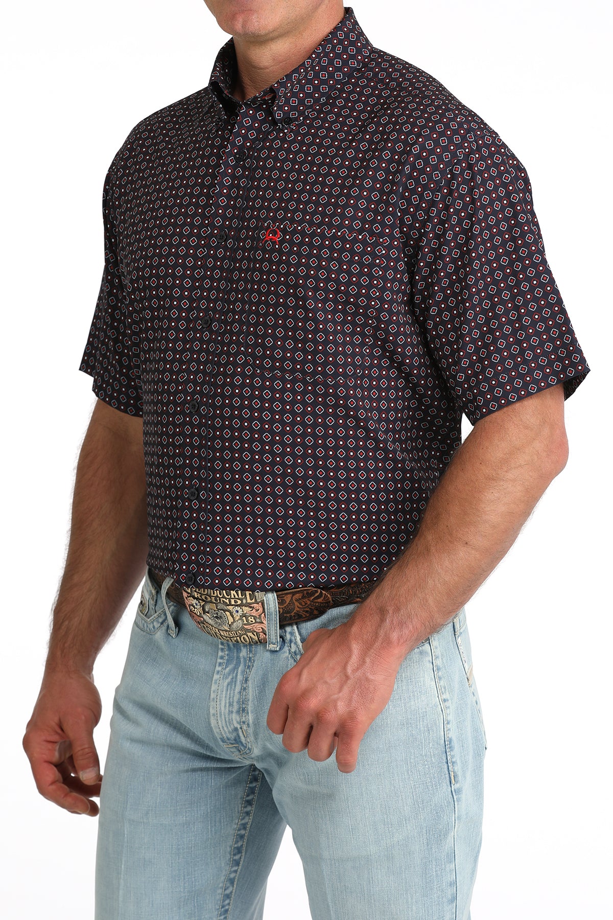 Arenaflex Athletic Navy Print Short Sleeve Shirt