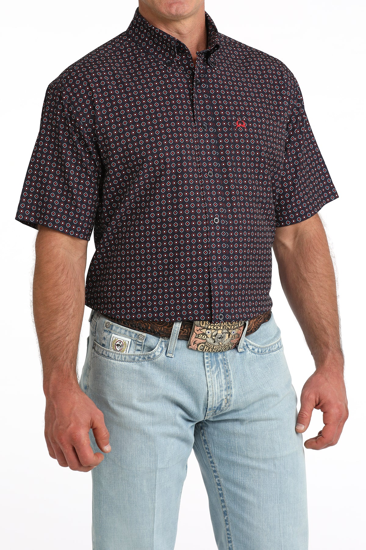 Arenaflex Athletic Navy Print Short Sleeve Shirt