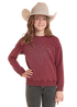 Girls Boot Stitch Pullover Burgundy