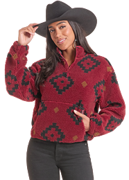 Wmns Diamond Aztec Sherpa Pullover
