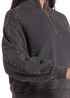 Wmns Studded 1/4 Zip Black Pullover