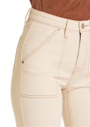 Beige Carpenter Pocket Wide Leg Jean
