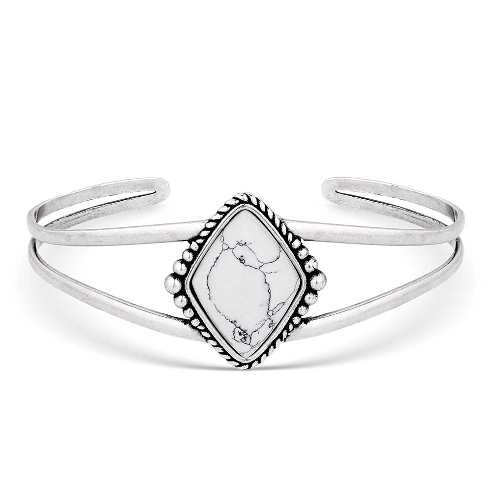 Silver bracelet with a decorative stone 