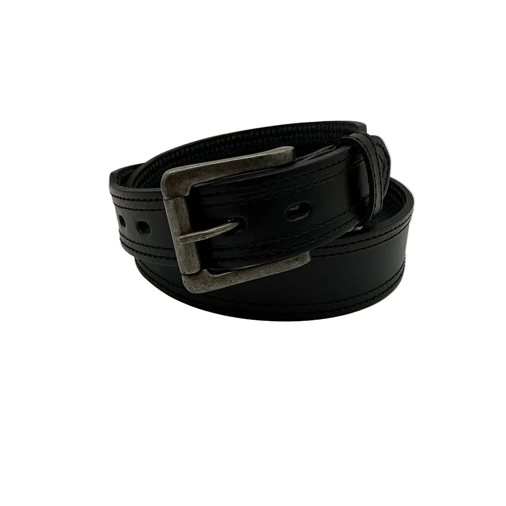 Blk Wide Double Stitch Belt B128