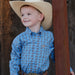 blue patterned boys western shirt