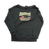 Black hoodie with a colorful graphic 