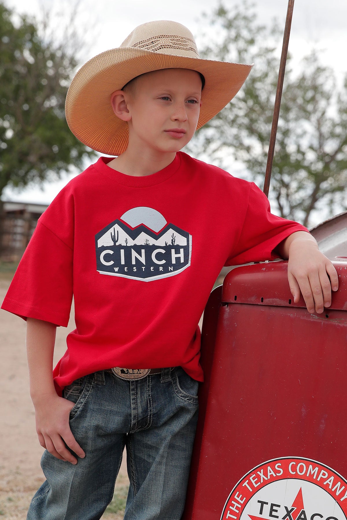 Boys Cinch Log Red Tee T-shirt