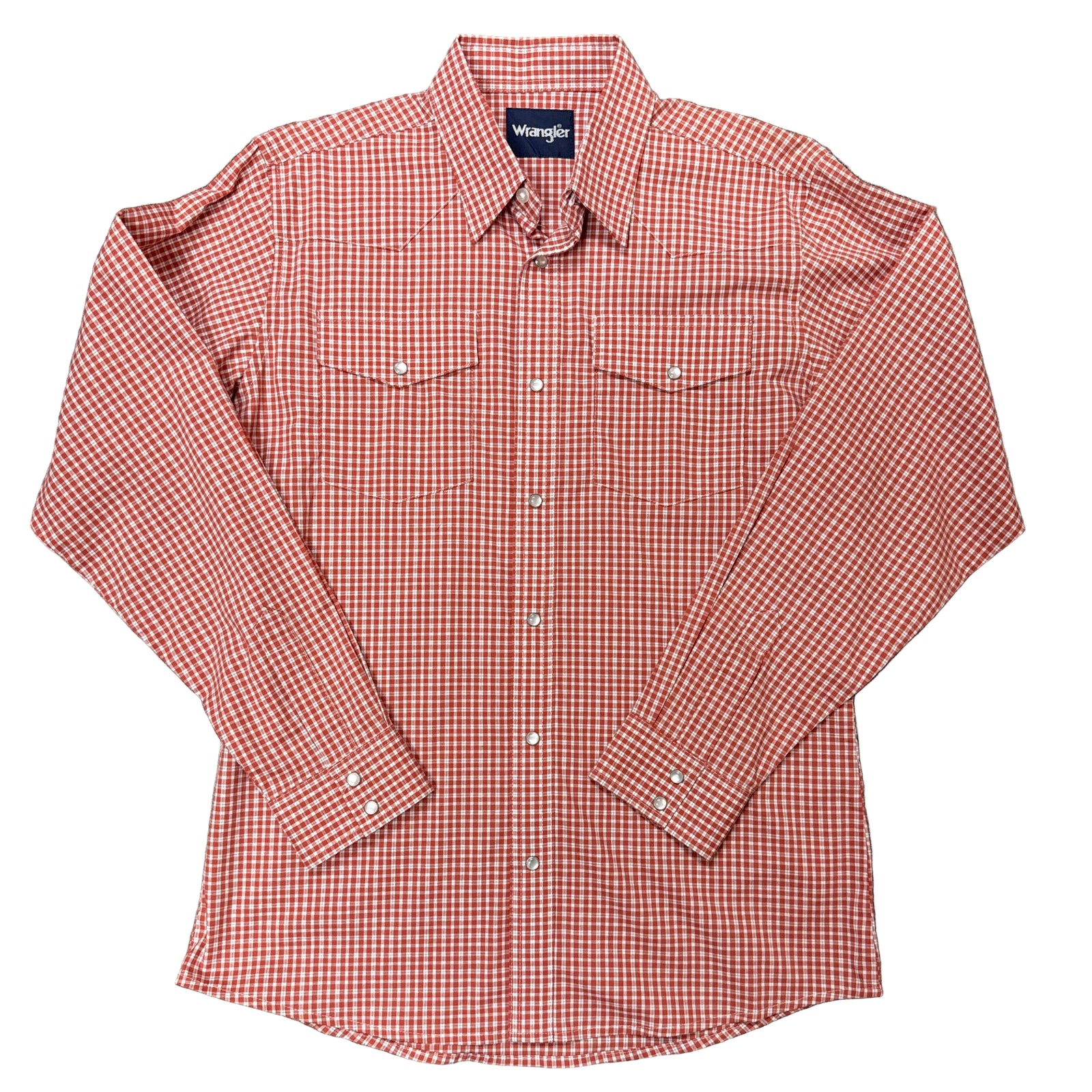 Boys red plaid western shirt with pearl snaps