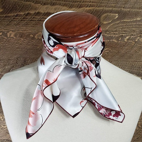 Decorative Charmeuse Prairie Poppy Wild Rag with floral pattern 