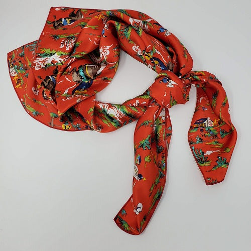 Charmeuse Retro Cowboy Red Wild Rag