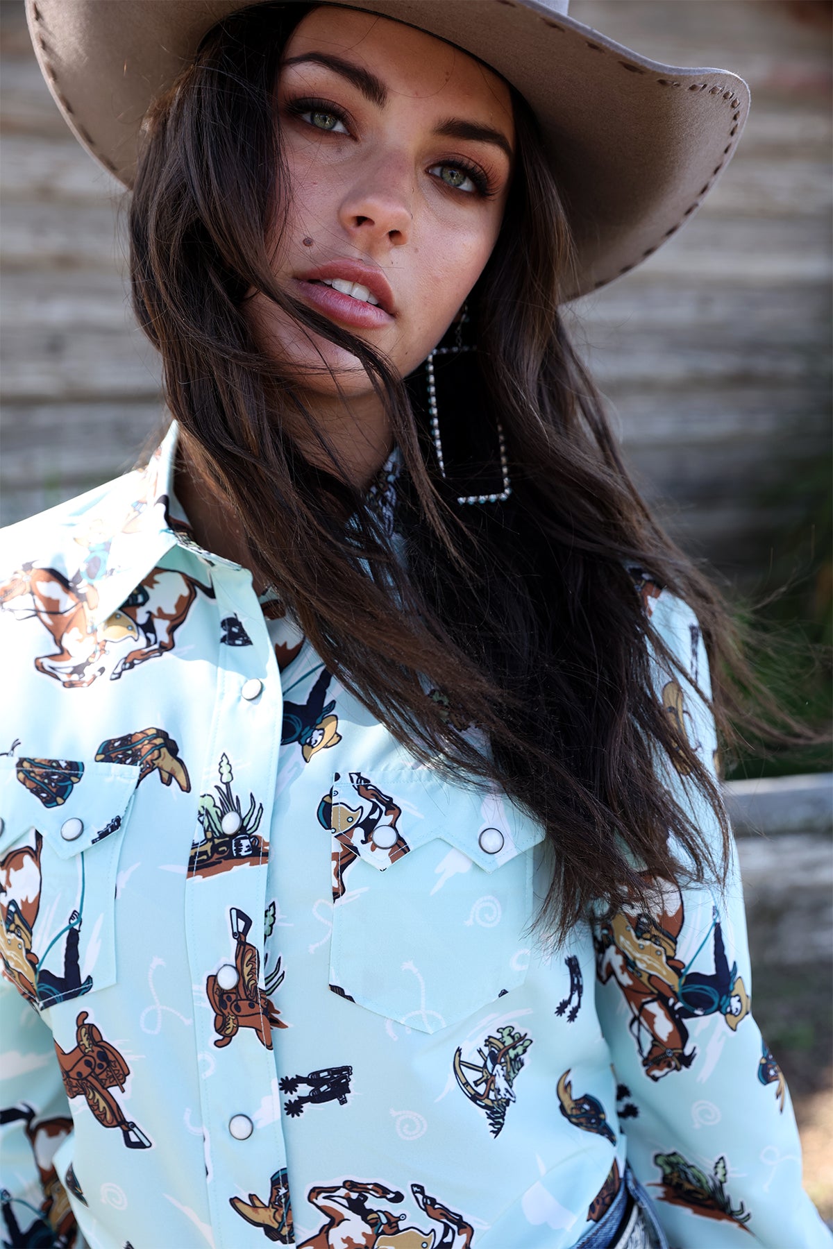 Cruel Girl Wms LS Printed Poly Shirt