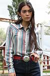 Wmns Long Sleeve Stripe Girlfriend Fit Shirt