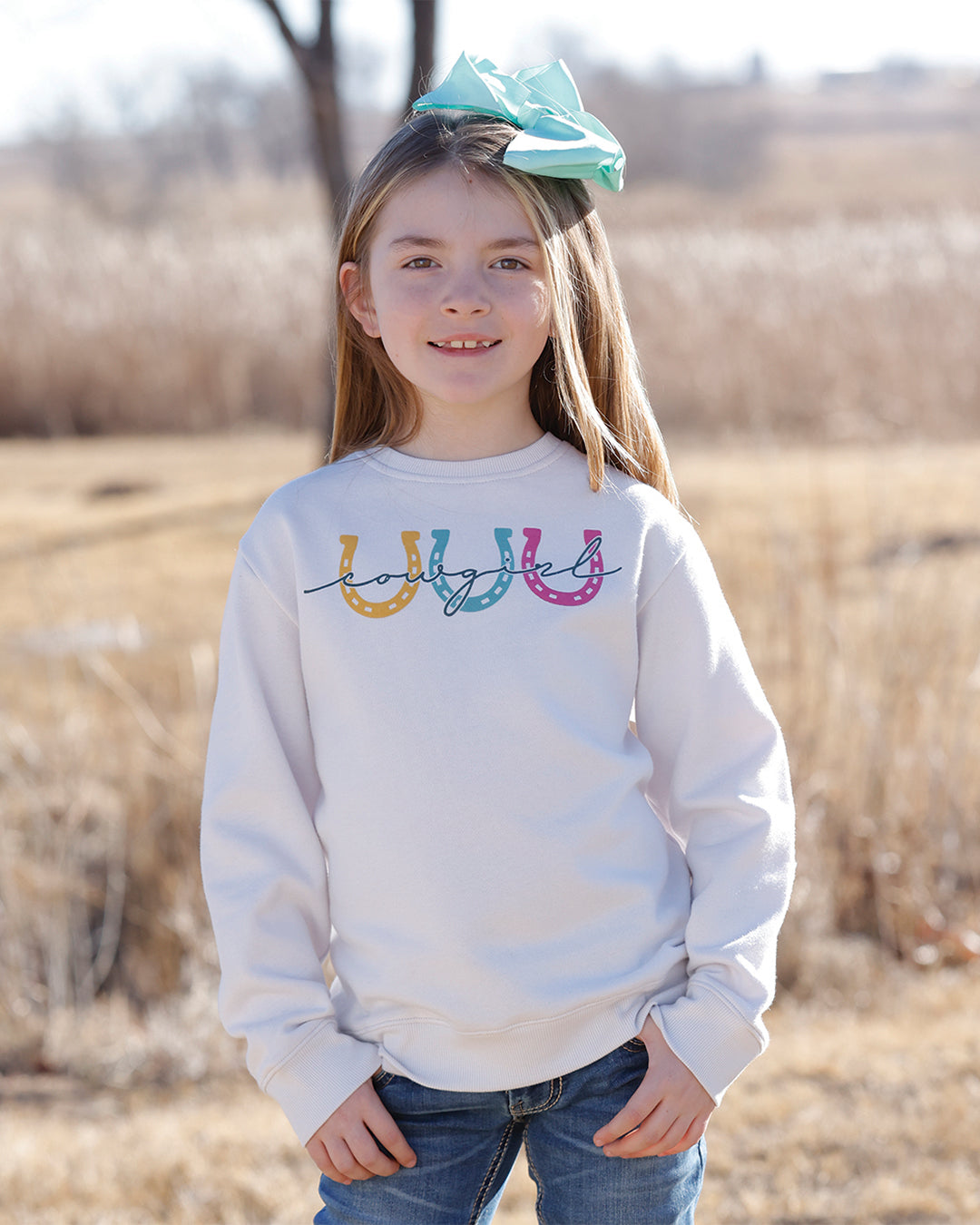 Girls Sweatshirt with Rib Trim