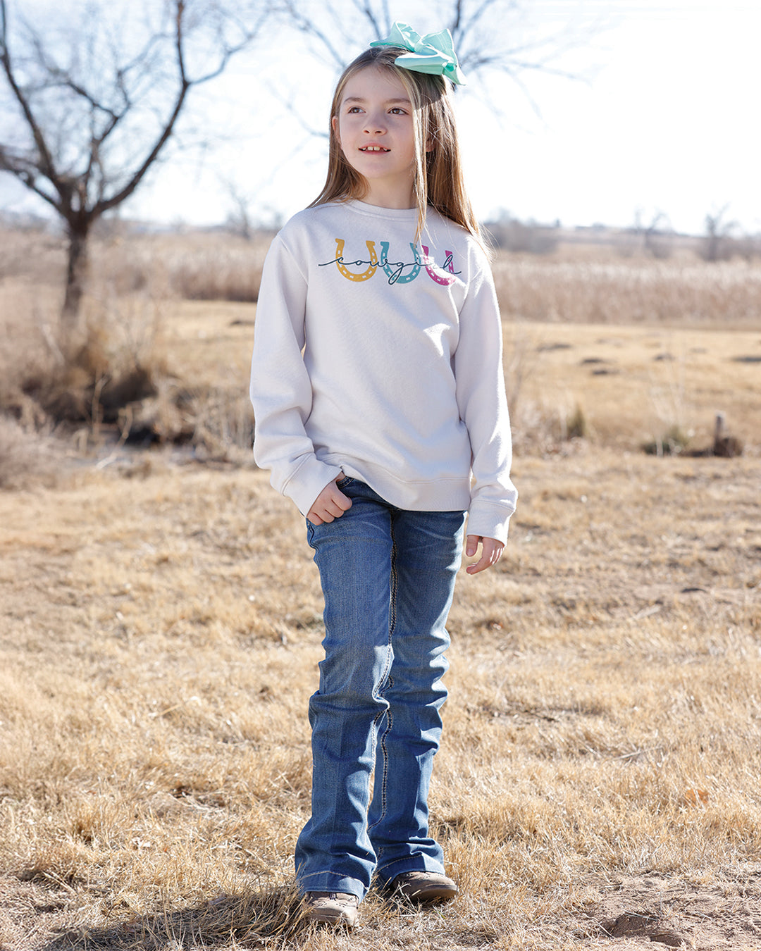 Girls Sweatshirt with Rib Trim