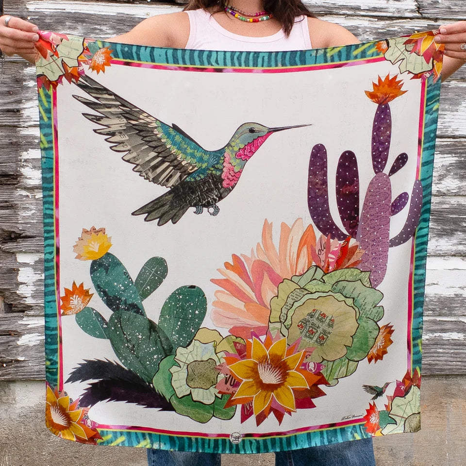 Cactus Blooms Wild Rag SCRF-CABL-WHT-SH-0479