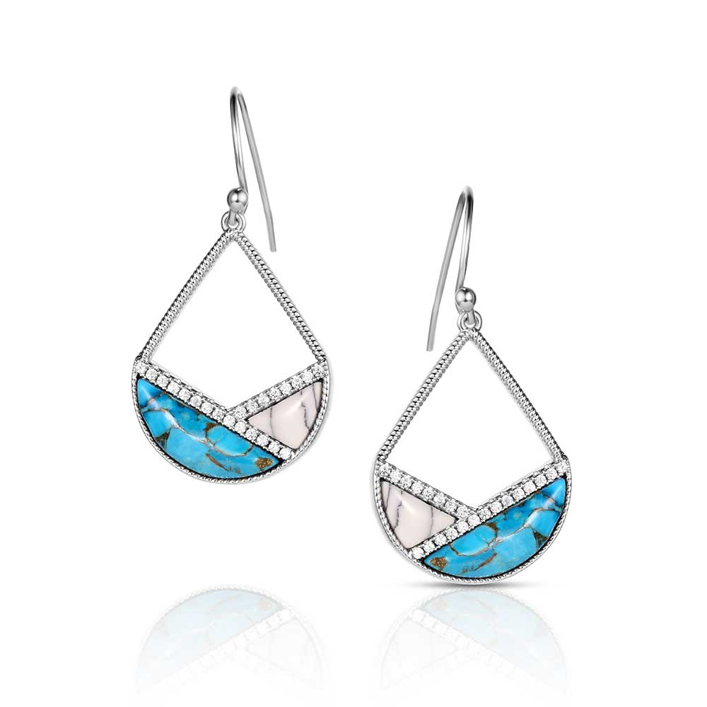 Pair of earrings with turquoise and white stone design 