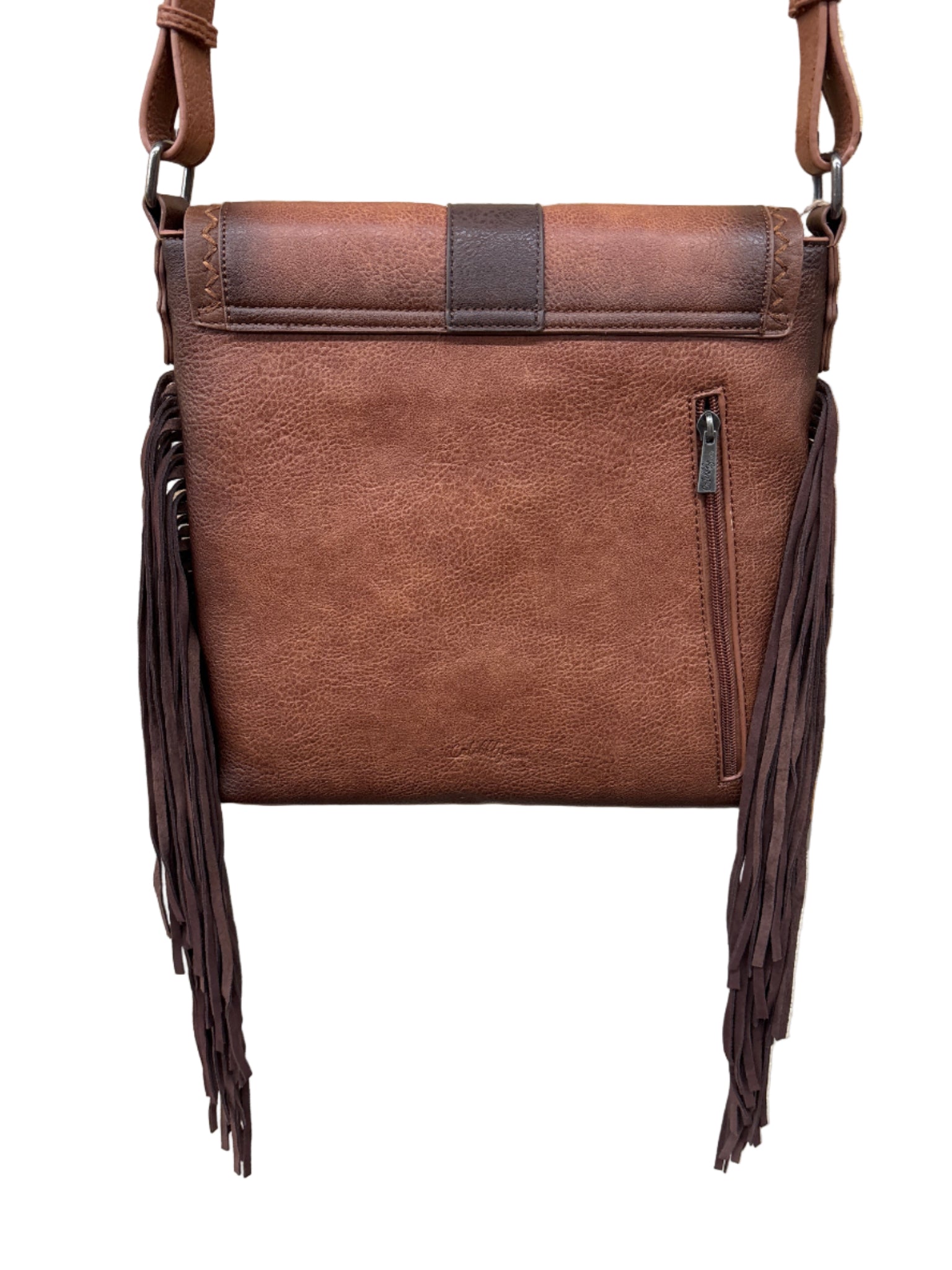 Brown leather bag with a strap 