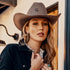 brown 'Charlie1Horse' cowboy hat with a leather sweatband, featuring a brown whip stitch on the brim and band.