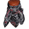 Black and white patterned scarf with red accents
